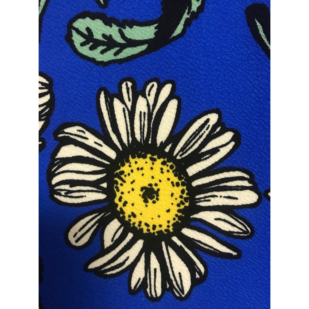 LuLaRoe Nicole Dress Womens XL Royal Blue Daisy Floral Fit Flare Elbow Sleeve - Picture 3 of 4